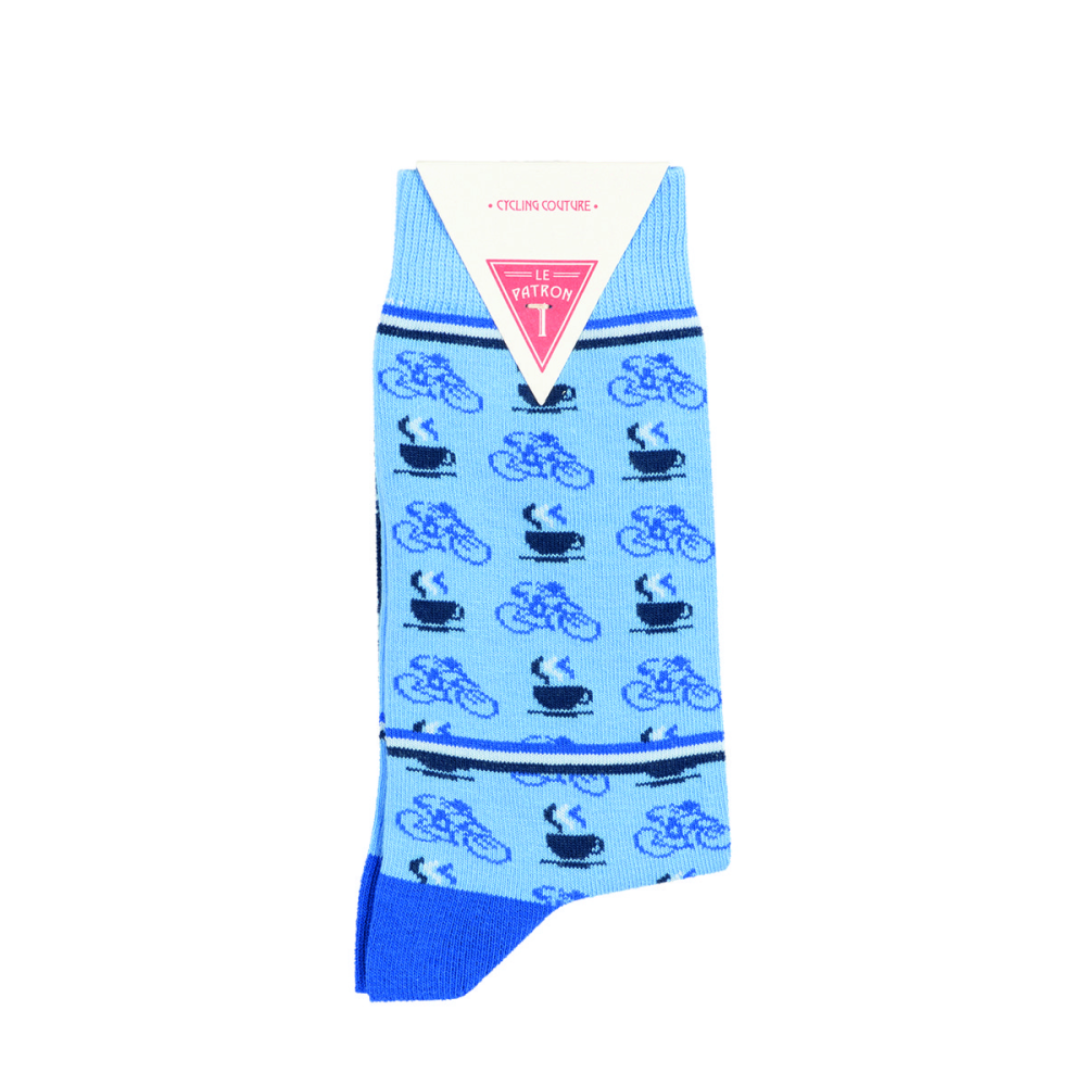 Le Patron Cafe Cycliste Socks blue