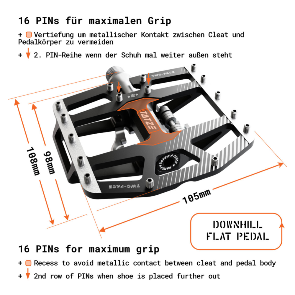 Tatze TATZE TWO-FACE 2 Titan Pedal, orange