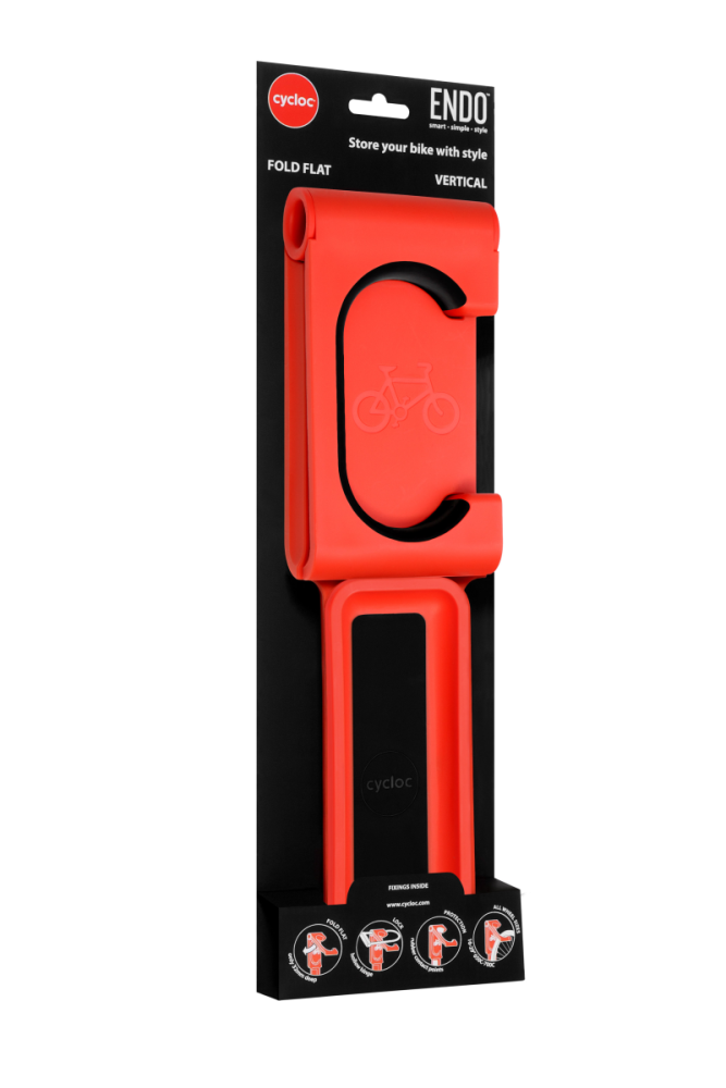Cycloc Endo, Velo-Wandhalterung. Rot-Orange.