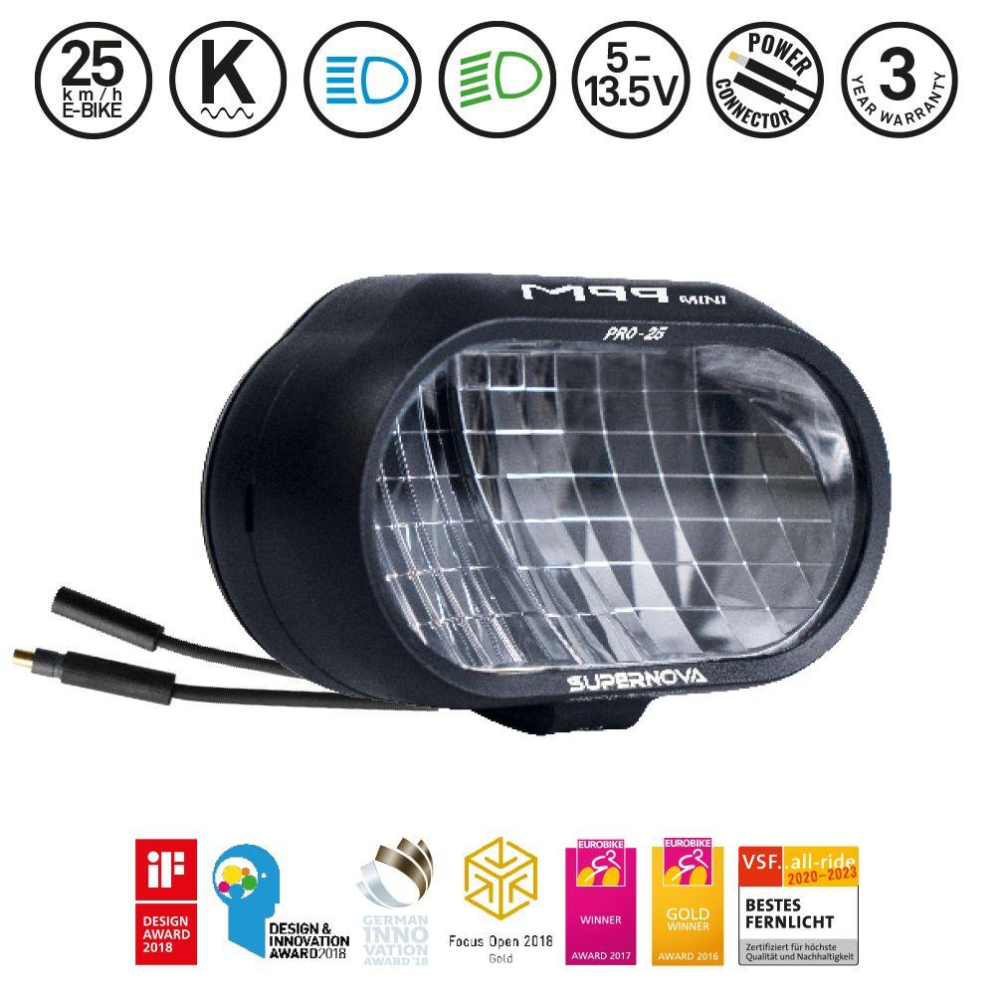 Supernova / M99 Mini Pro 25km/h - 5-13.5V Universal - 5-13.5V, mit Magnetischem Fernlichtschalter