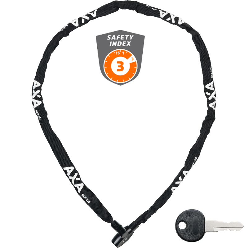 AXA Kettenschloss, Schlüssel, RIGID RCK, Nylon BLACK, Länge: 120 cm, Ø 3.5 mm