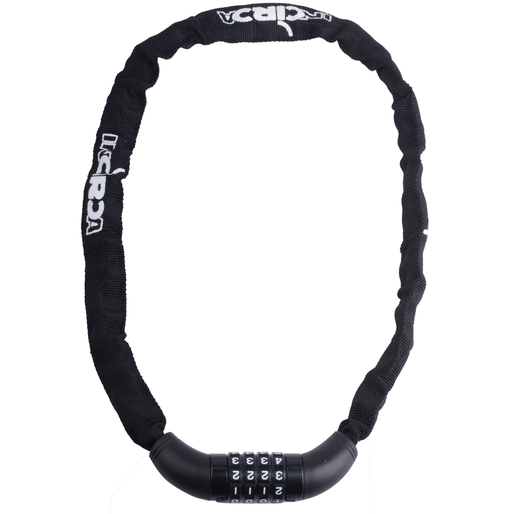 Kettenschloss, Zahlenkombination, Nylon schwarz, Länge: 75 cm, Ø 3.5 mm