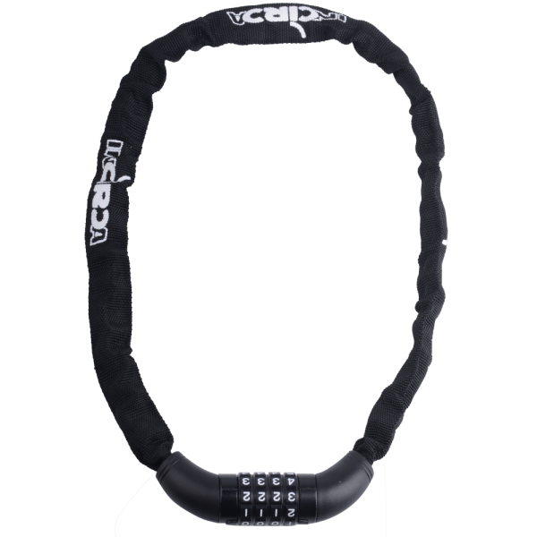 Kettenschloss, Zahlenkombination, Nylon schwarz, Länge: 75 cm, Ø 3.5 mm