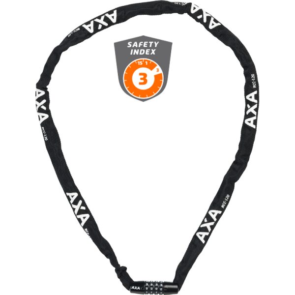AXA Kettenschloss, Zahlenkombination, RIGID Code, Nylon BLACK, Länge: 120 cm, Ø 3.5 mm