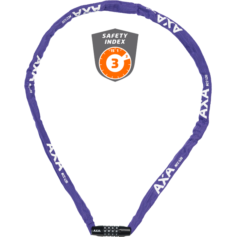 AXA Kettenschloss, Zahlenkombination, RIGID Code, Nylon PURPLE, Länge: 120 cm, Ø 3.5 mm
