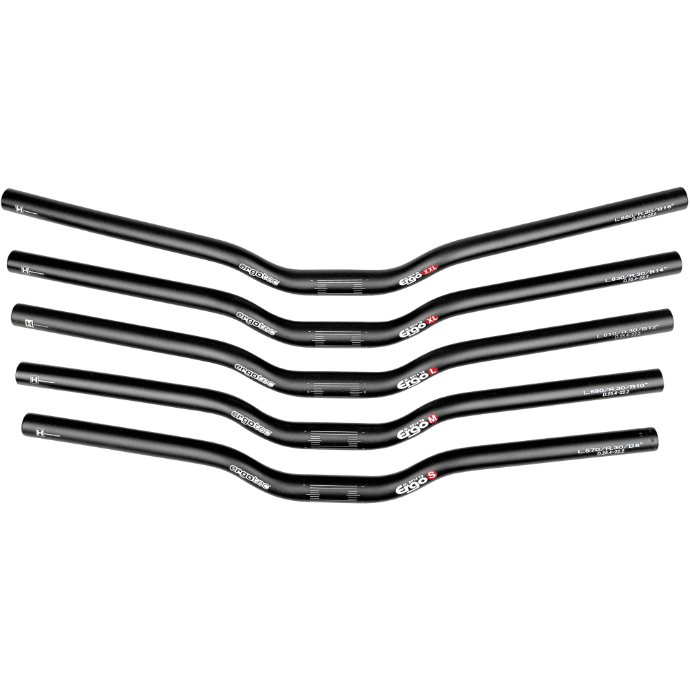Ergotec Lenker, Bar ERGO XS, 25.4 Width:550 Rise:30 Grip-L:160 BackSweep:6° AL6061 black-sand L5