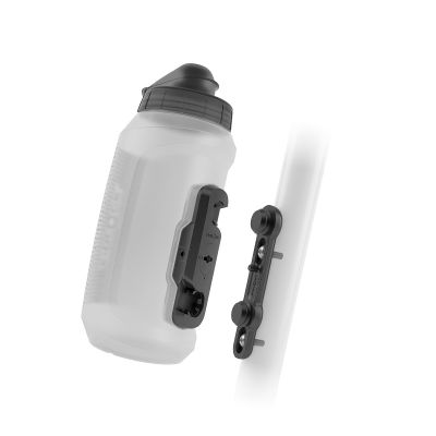 Fidlock TWIST Trinkflasche 750 ml Compact, Set (mit Bottle Connector, mit Bike Base). Transparent White.